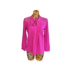 Adiva blouse top magenta long sleeve Small